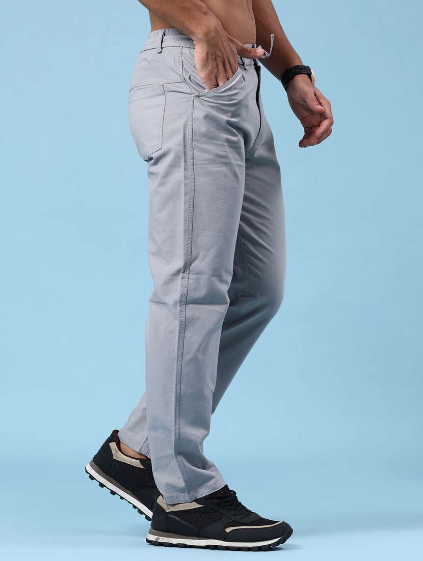 grey cotton  full length track pant - 22341924 -  Standard Image - 3
