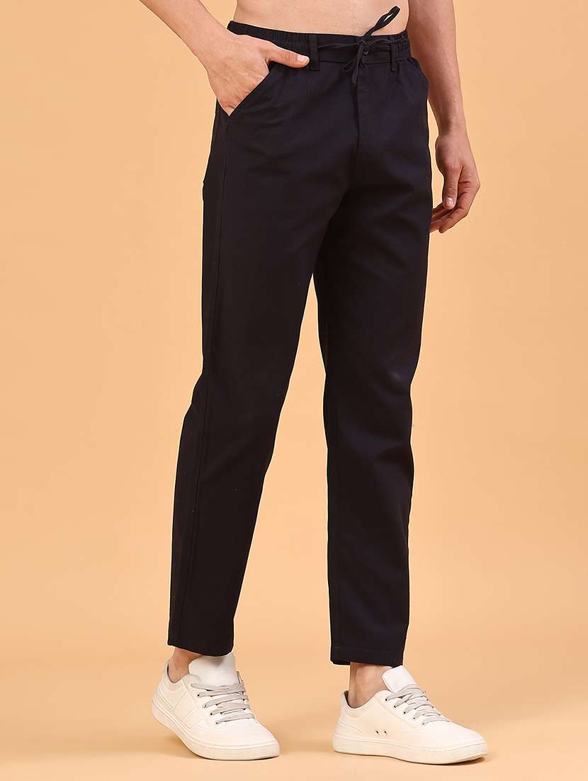 navy blue cotton  full length track pant - 22341932 -  Standard Image - 3