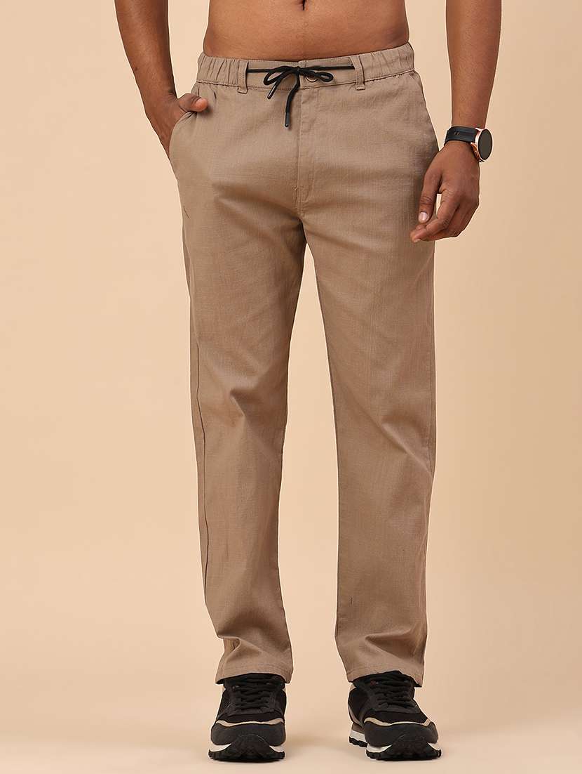 khaki cotton  full length track pant