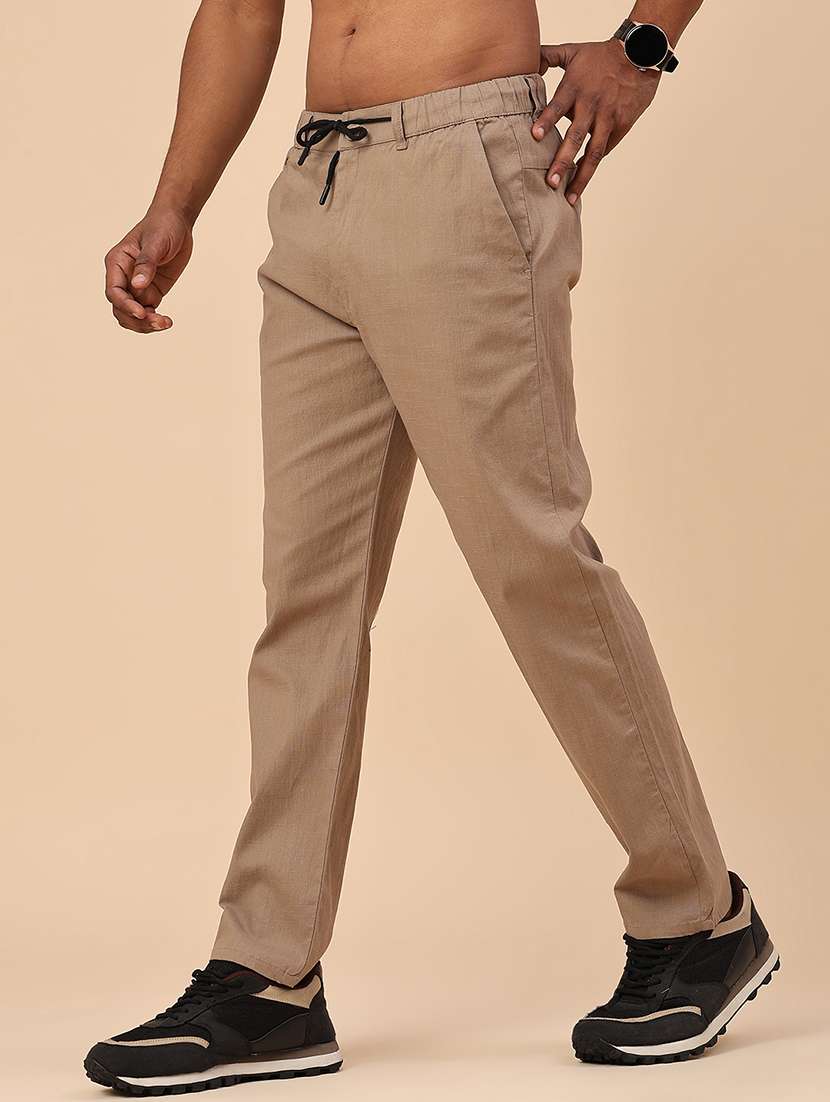 khaki cotton  full length track pant - 22341948 -  Standard Image - 3