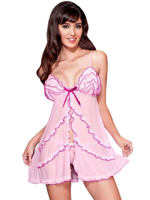 women self designed sleeveless lace babydoll
