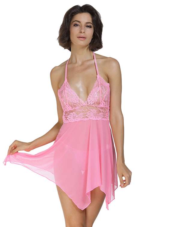 women self designed sleeveless lace babydoll