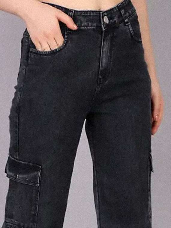 women solid mid rise denim cargo - 22342330 -  Standard Image - 3