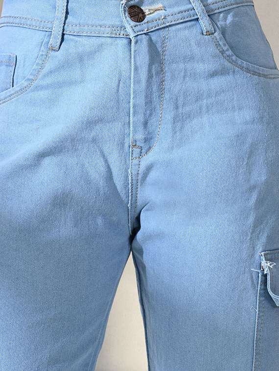 women solid mid rise denim cargo - 22342617 -  Standard Image - 3