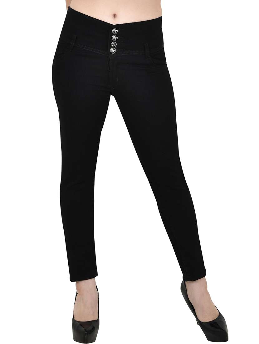 women solid mid rise slim fit jeans
