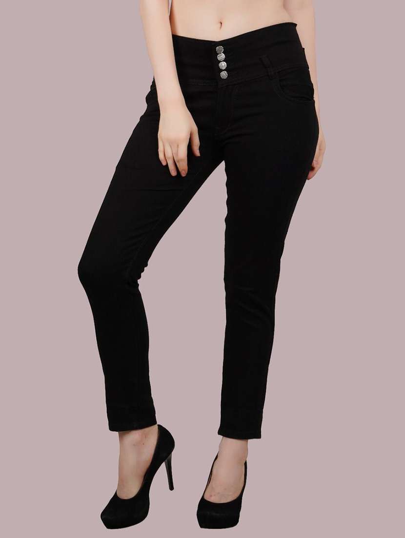 women solid mid rise slim fit jean