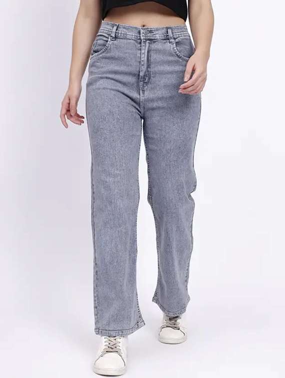women solid mid rise straight jean