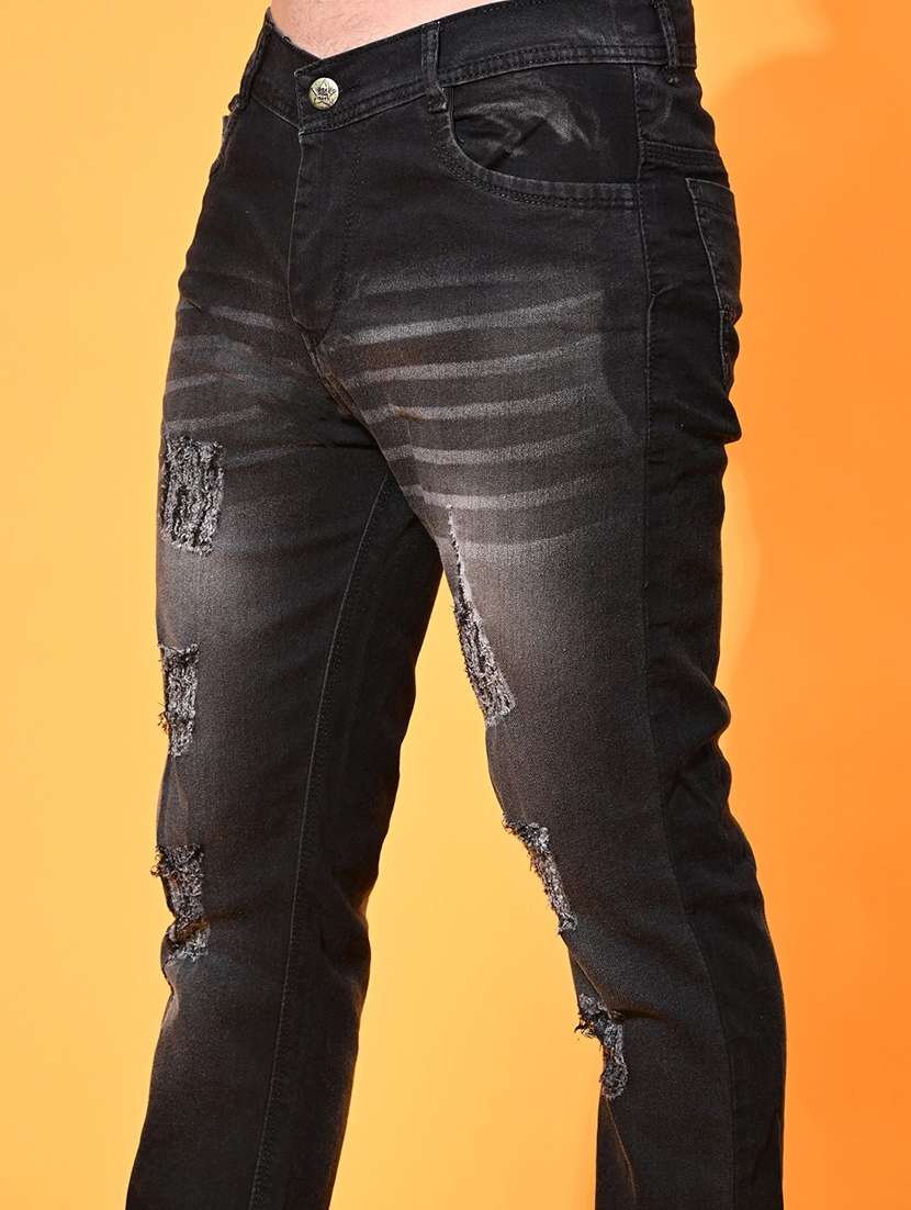men distress mid rise full length slim fit jeans - 22342759 -  Standard Image - 3
