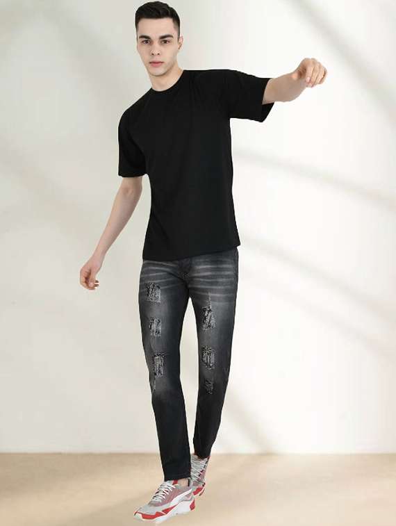 men distress mid rise full length slim fit jeans - 22342782 -  Standard Image - 3