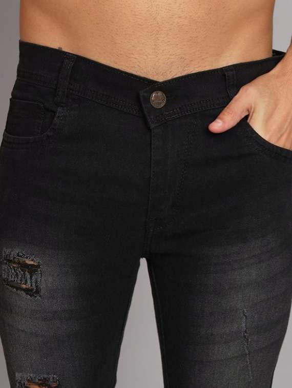 men distress mid rise full length slim fit jeans - 22342816 -  Standard Image - 3