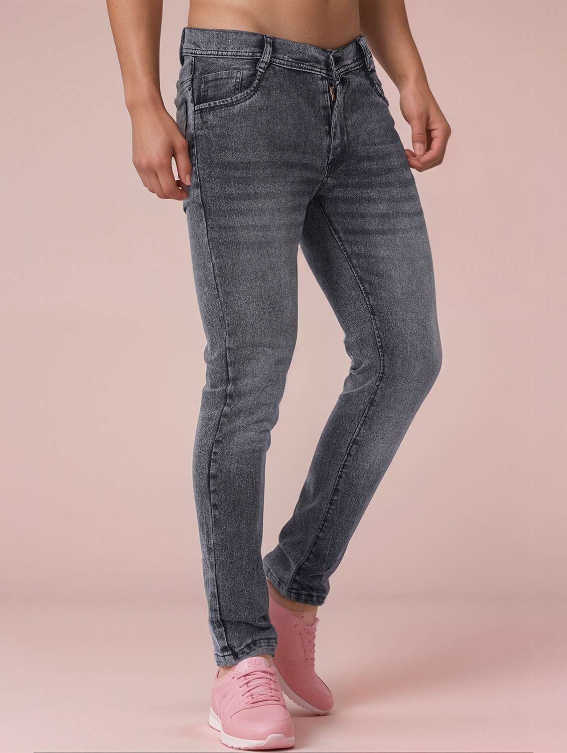 men washed mid rise full length slim fit jeans