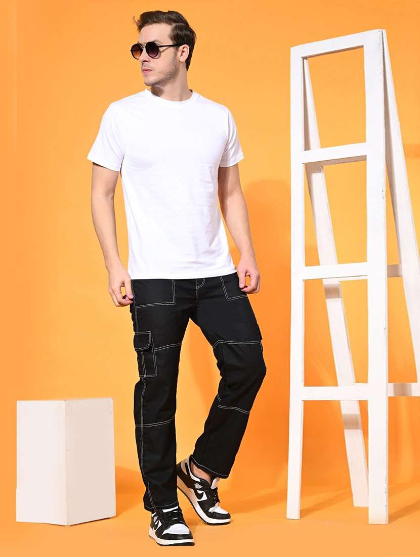 men solid mid rise regular fit cargo  - 22342895 -  Standard Image - 3