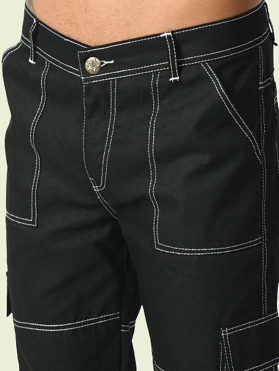 men solid mid rise regular fit cargo  - 22342920 -  Standard Image - 3