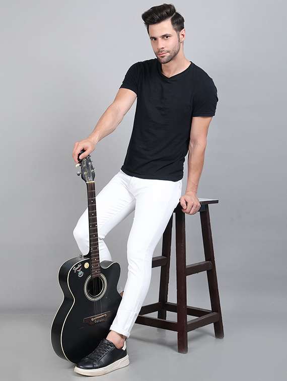 men plain mid rise full length jeans - 22342986 -  Standard Image - 3