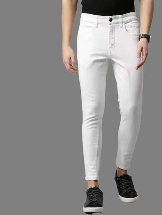 men plain mid rise ankle length slim fit jeans
