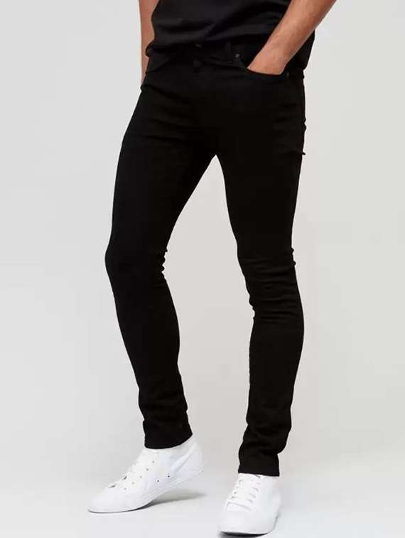 men plain mid rise full length skinny fit jeans