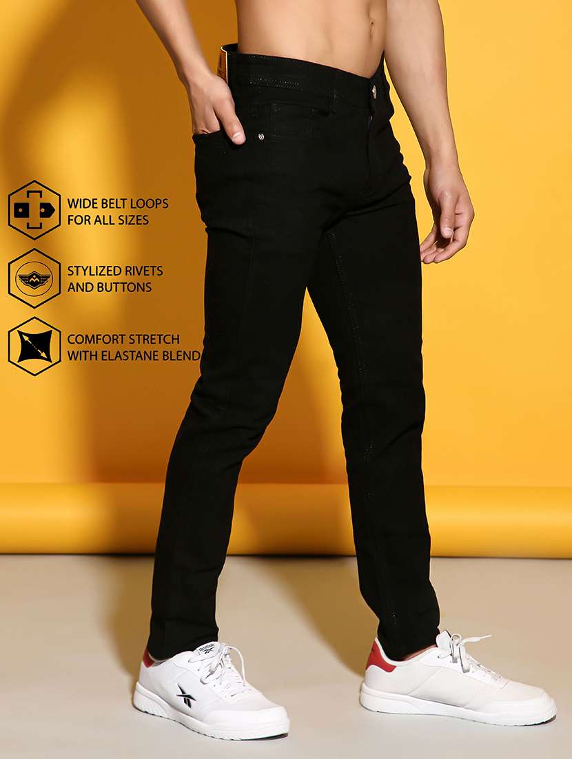 men plain mid rise full length jeans - 22343104 -  Standard Image - 3