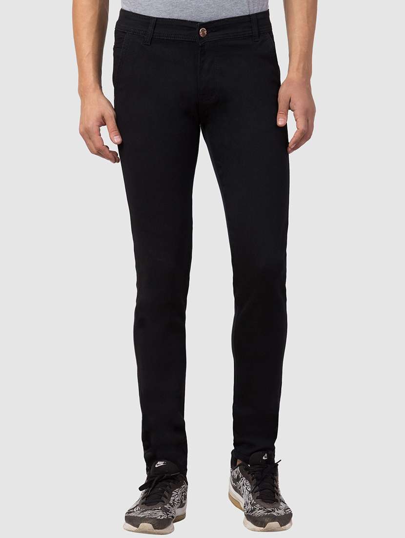 men plain mid rise full length jeans