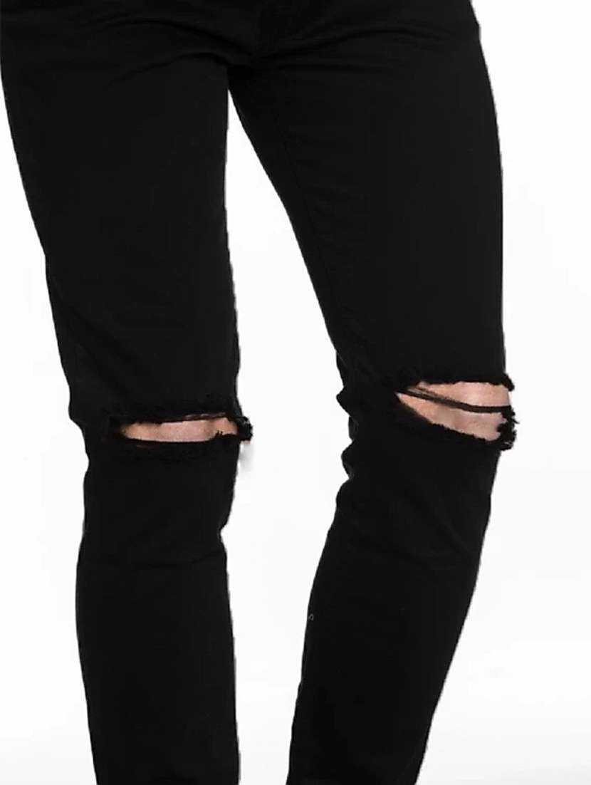 men slash knee mid rise full length jeans - 22343456 -  Standard Image - 3