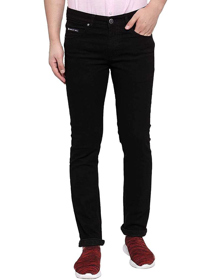 men plain mid rise full length jeans
