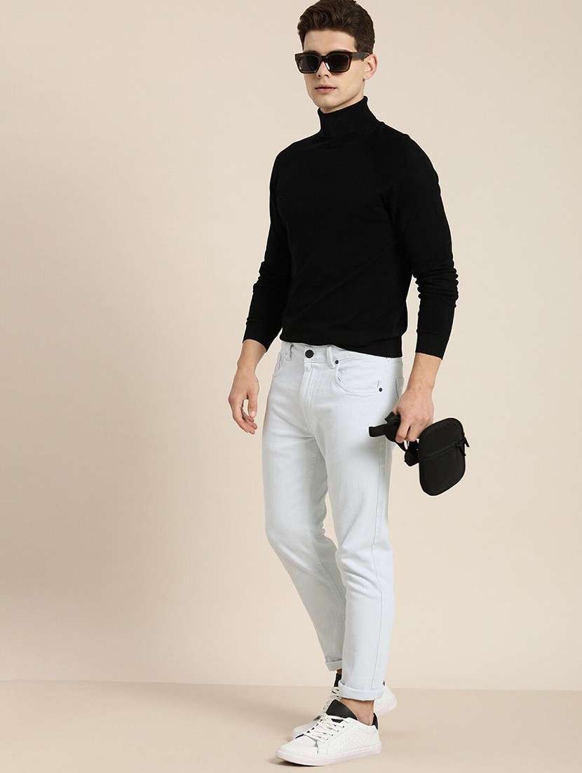 men plain mid rise full length jeans - 22343649 -  Standard Image - 3