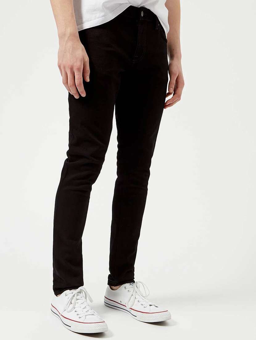 men plain mid rise full length jeans
