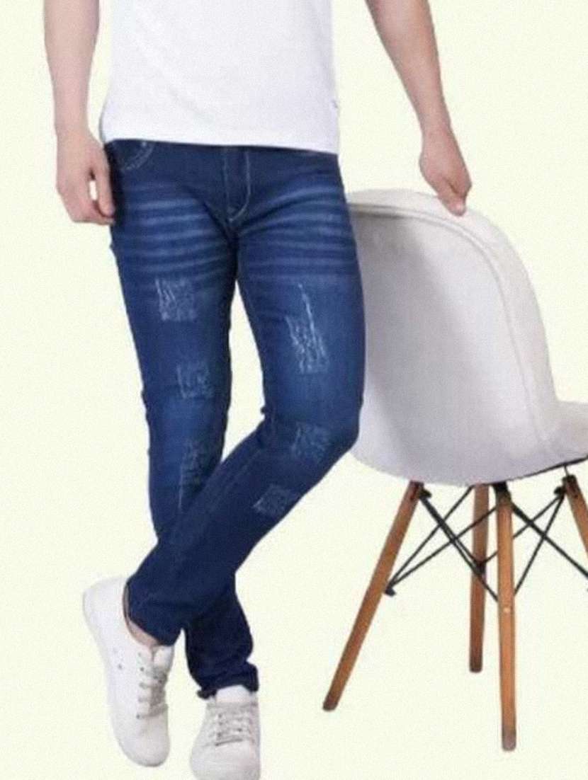 men distress mid rise full length jeans