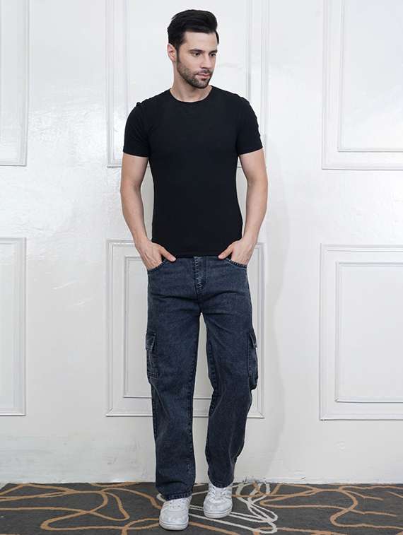 men washed mid rise denim cargo - 22343873 -  Standard Image - 3