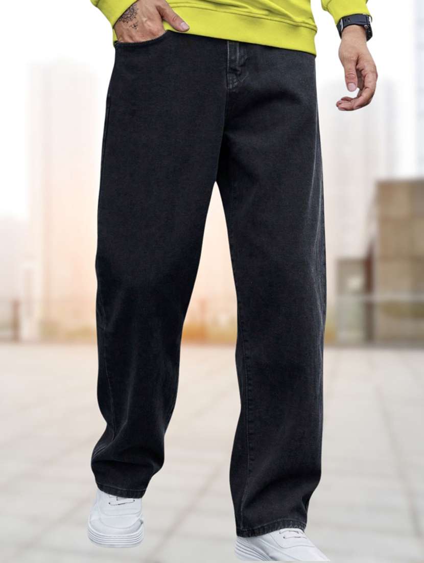 men solid mid rise relaxed fit jeans 