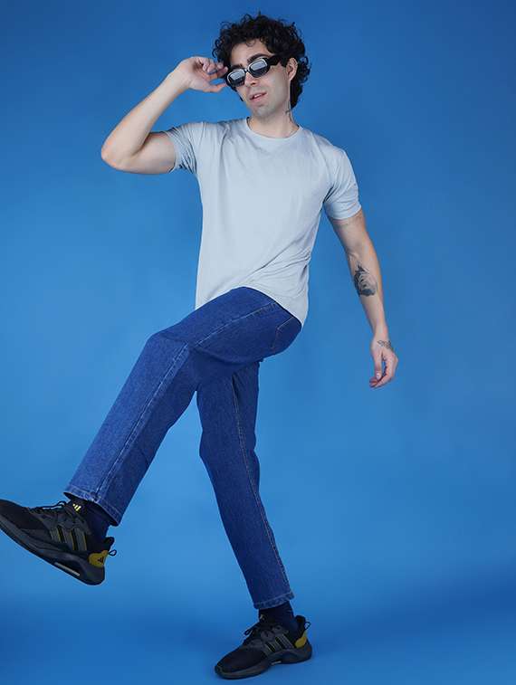 men plain mid rise full length denim jeans - 22344013 -  Standard Image - 3