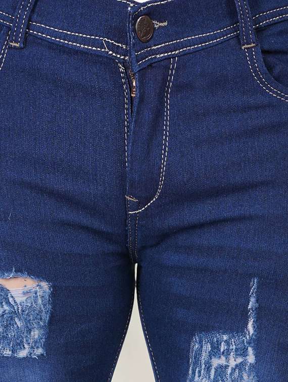 men distress mid rise full length slim fit jeans - 22344065 -  Standard Image - 3