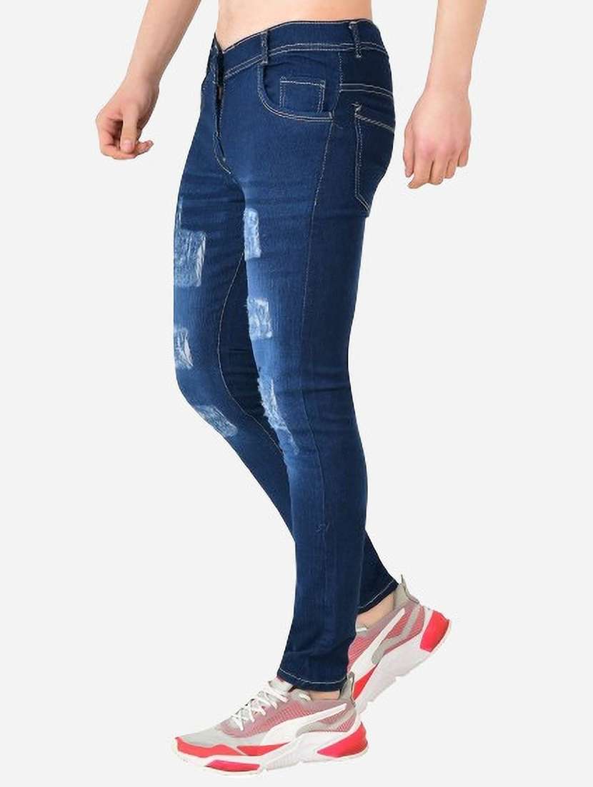 men distress mid rise full length jeans