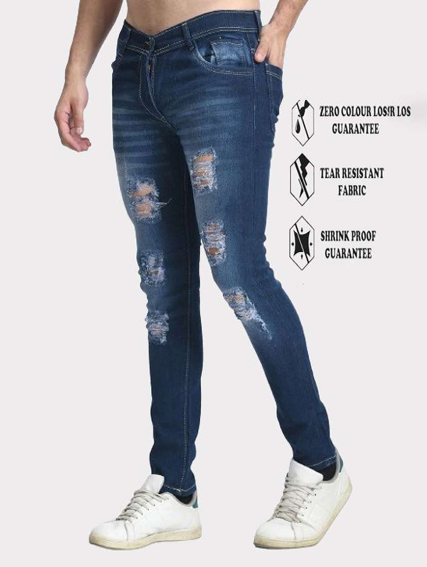 men distress mid rise full length jeans