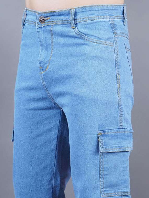 men solid mid rise denim cargo - 22344159 -  Standard Image - 3