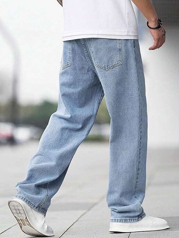 men plain mid rise full length denim jeans - 22344163 -  Standard Image - 3