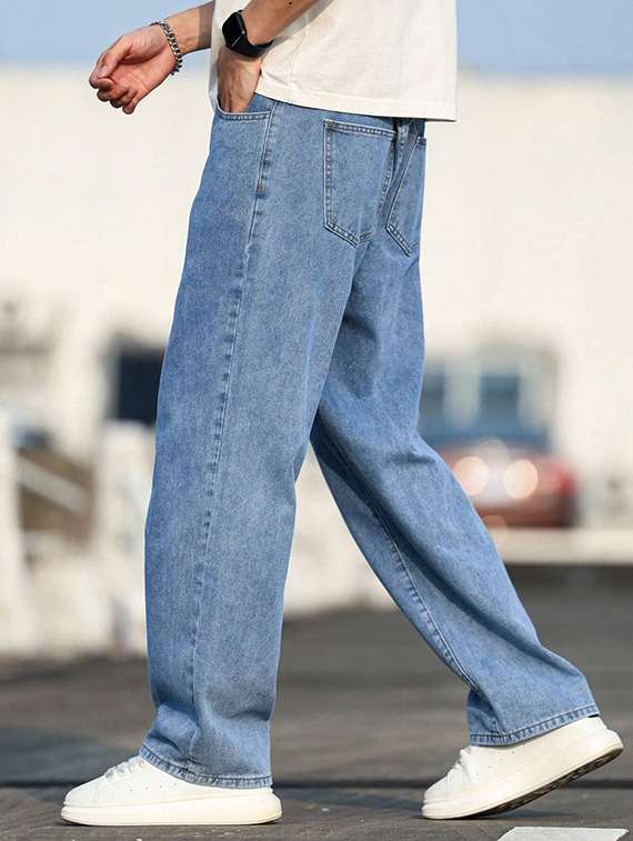 men plain mid rise full length jeans - 22344196 -  Standard Image - 3