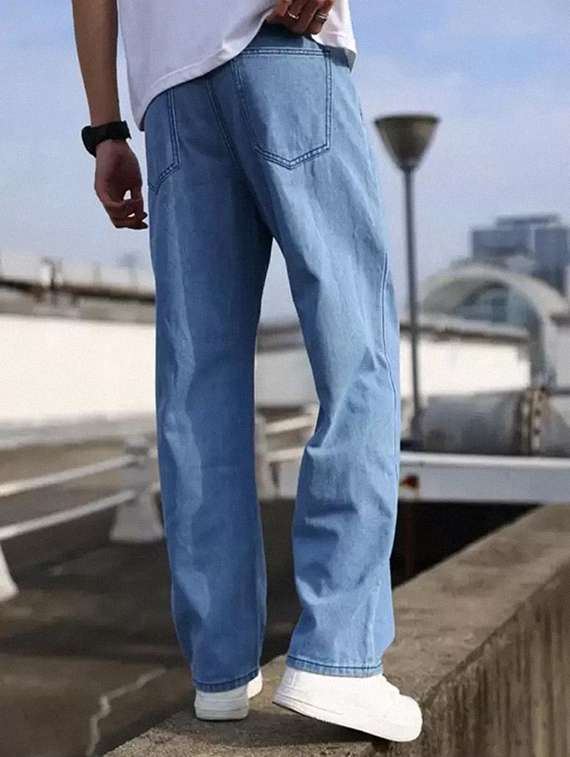 men plain mid rise full length jeans - 22344208 -  Standard Image - 3