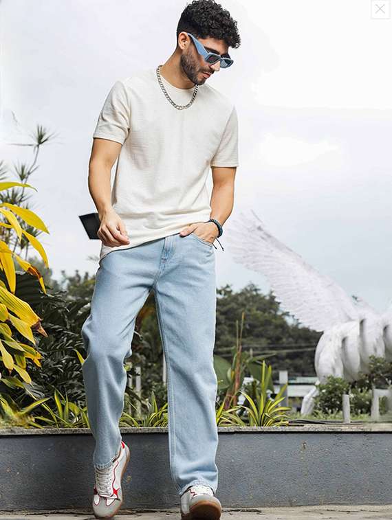 men plain mid rise full length straight fit jeans - 22344334 -  Standard Image - 3