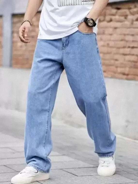 men plain mid rise full length jeans