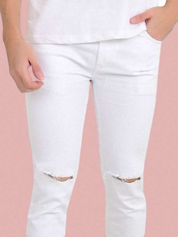 men slash knee mid rise full length jeans - 22344380 -  Standard Image - 3