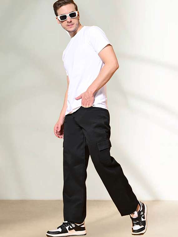 men solid mid rise relaxed fit cargo - 22344415 -  Standard Image - 3