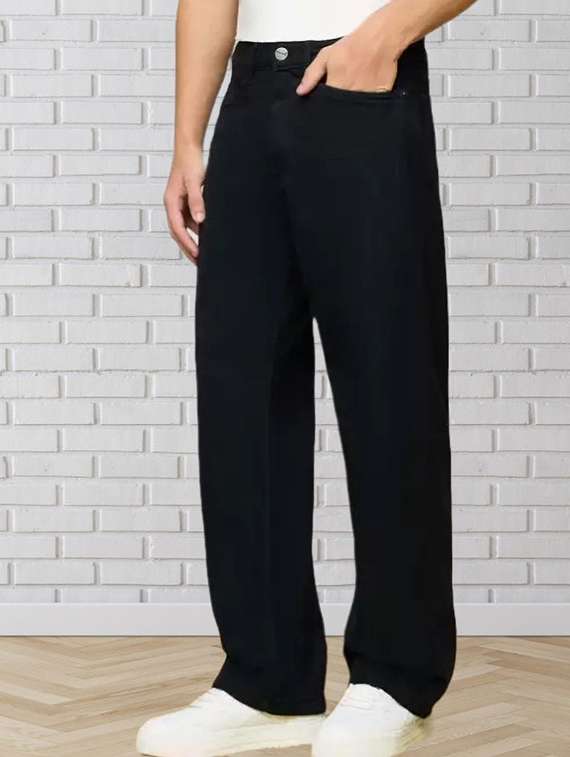 men plain mid rise full length jeans