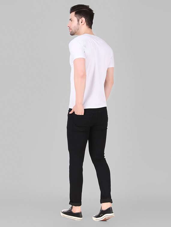 men plain mid rise full length denim jeans - 22344596 -  Standard Image - 3