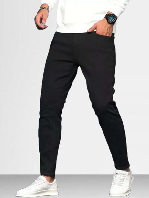 men plain mid rise ankle length slim fit jeans