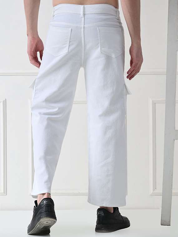 men solid mid rise denim cargo - 22344685 -  Standard Image - 3