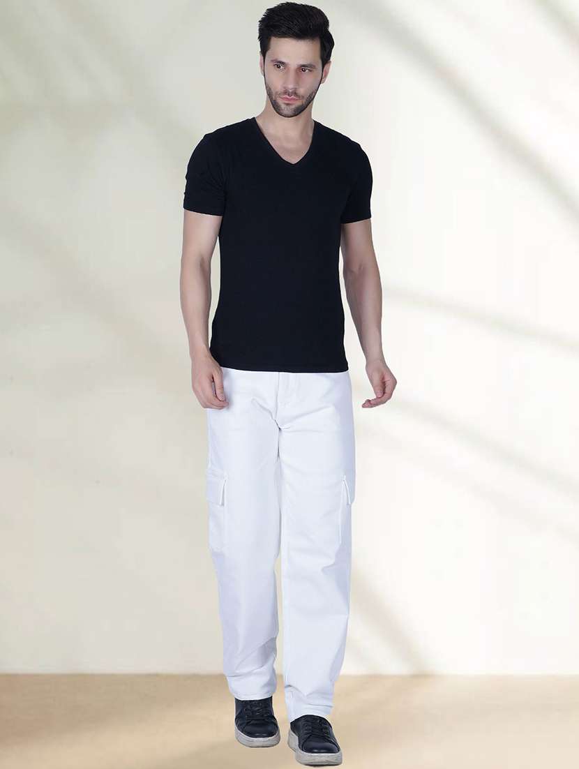 men solid mid rise relaxed fit cargo - 22344686 -  Standard Image - 3