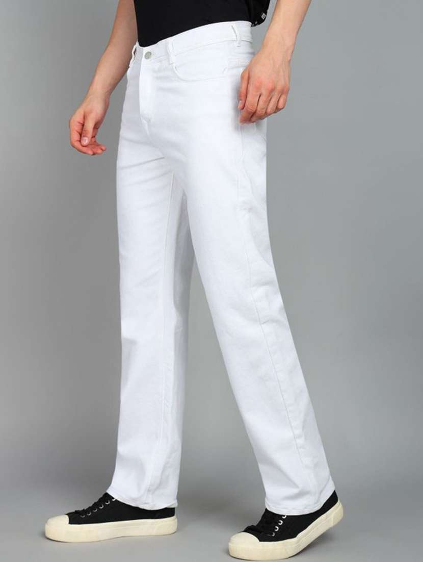 men plain mid rise full length jeans