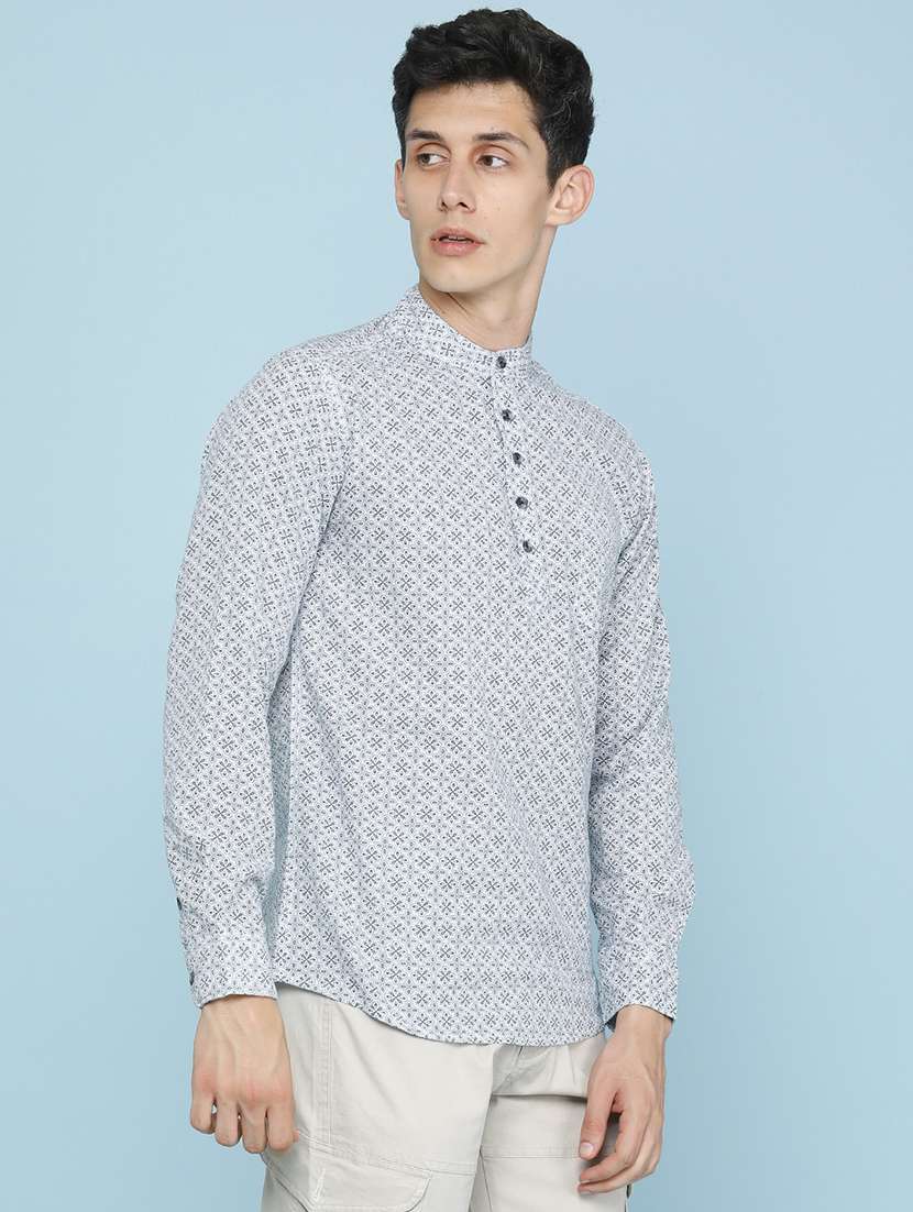 Men Printed Long Sleeves Short Kurta - 22345045 -  Standard Image - 3