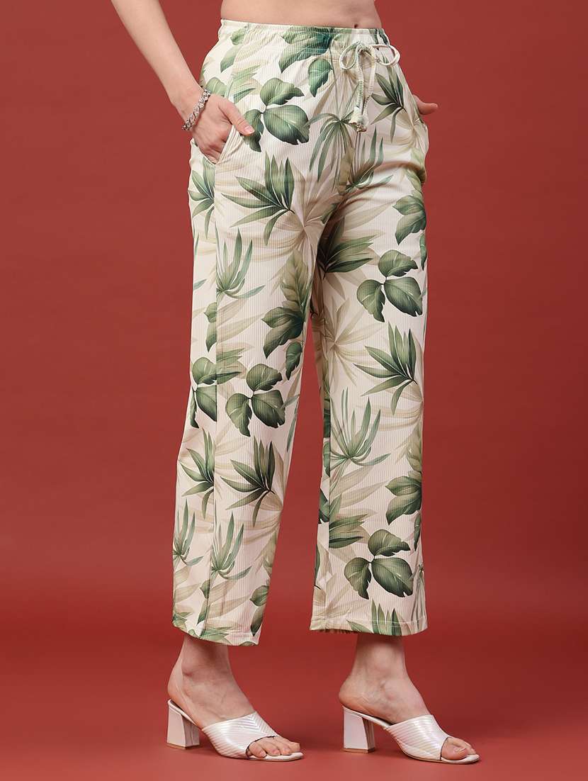 women printed mid rise straight fit trouser - 22345154 -  Standard Image - 3