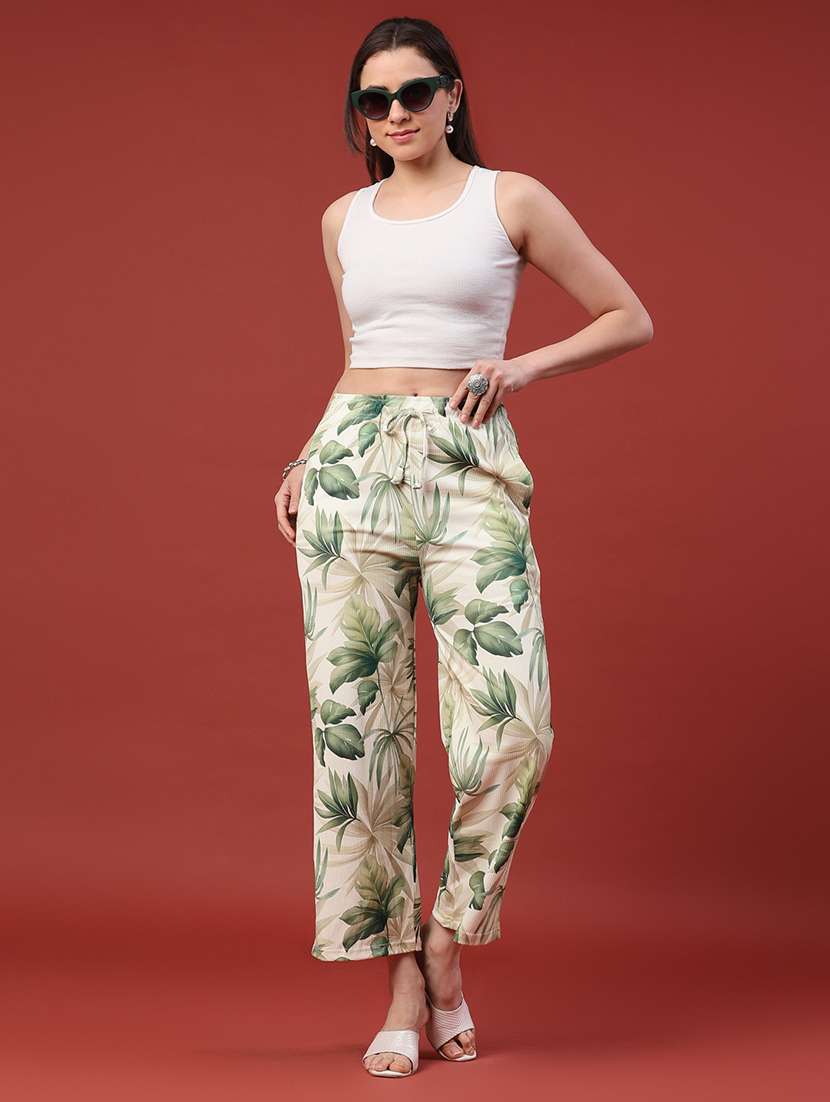 women printed mid rise straight fit trouser - 22345154 -  Standard Image - 5